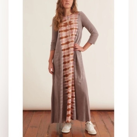 Raquel Allegra Half Sleeve Drama Maxi Dress in Tiger Tie Dye Size 0 - fits 2-4 - Picture 1 of 9